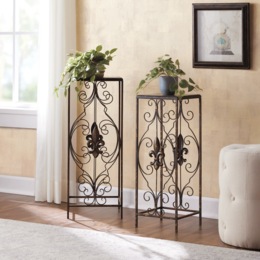 Set of 2 Fleurs-de-Lis Plant Stands, , large