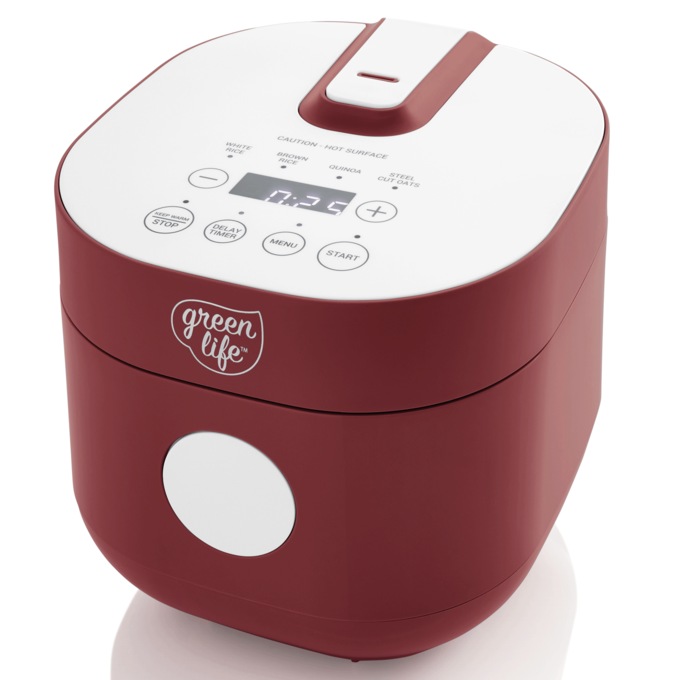 Greenlife 4-Cup Rice and Grains Cooker, Red, large