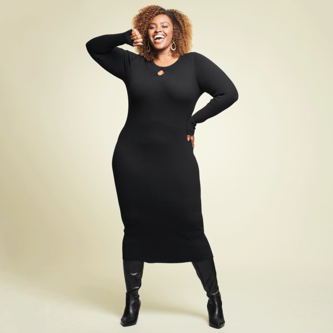 Dannie Keyhole Sweater Dress, , large