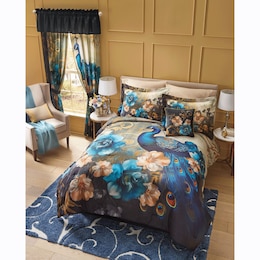 Elegant Peacock Comforter Set, Accent Pillow, Panel Pair and Valance, , large