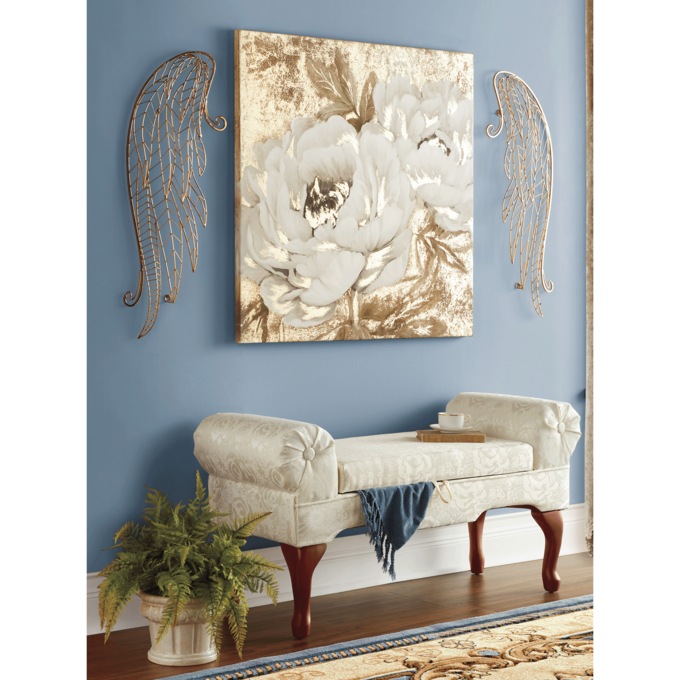 Rose Storage Bench, Ivory, large