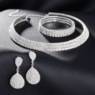 Silvertone Crystal Jewelry Set, , large