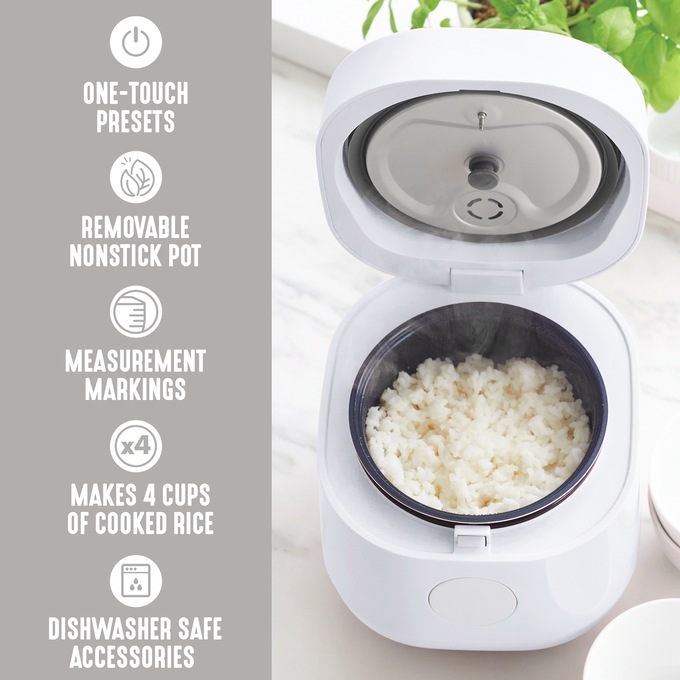 Greenlife 4-Cup Rice and Grains Cooker, White, large
