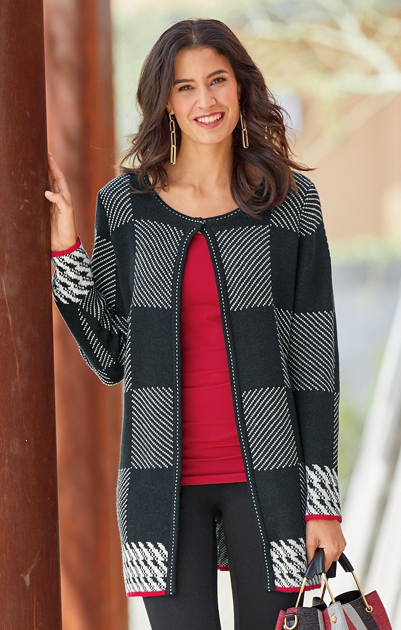 geo print cardigan