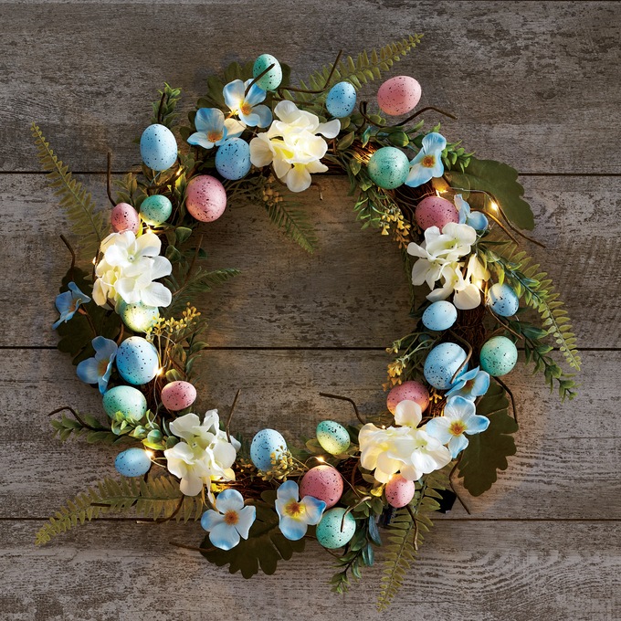 Lit Easter Wreath, , large