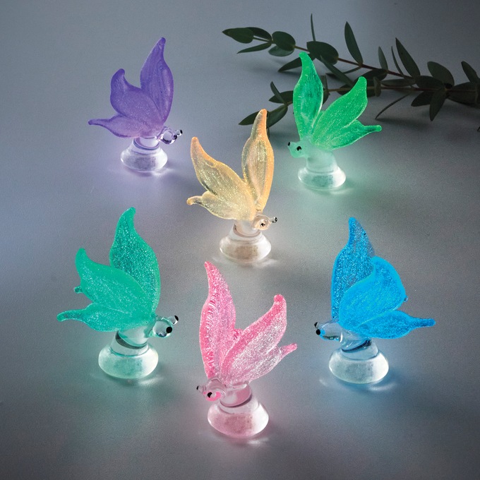 Set of 6 Glow-in-the-dark Glass Butterflies, , large
