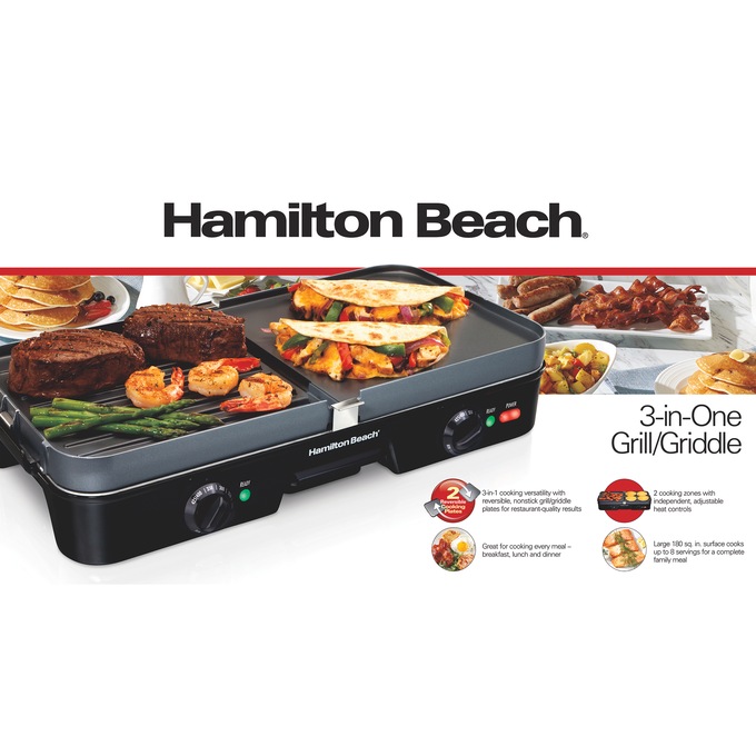 Hamilton Beach 3-in-1 Grill/Griddle, , large