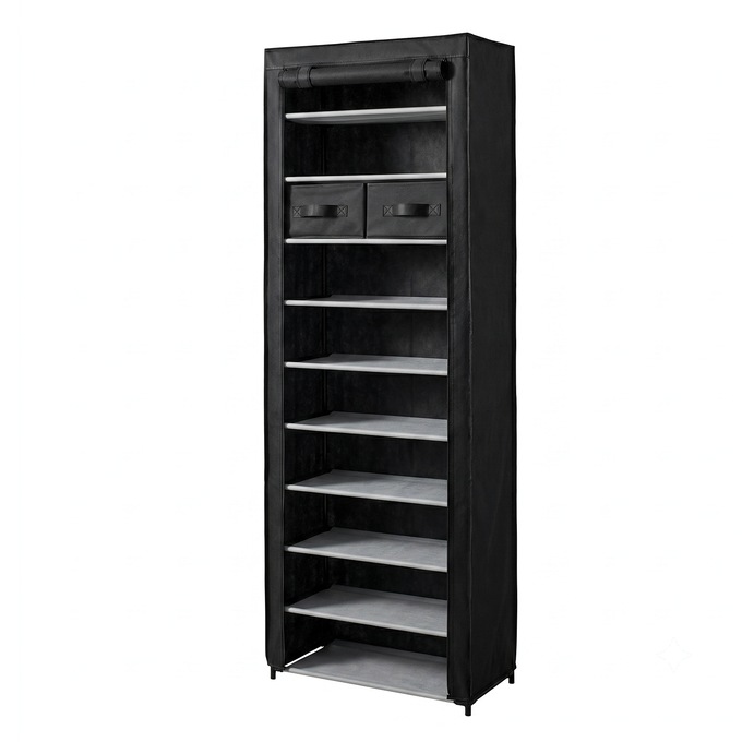 Tall 10-Layer Fabric Shoe Storage Organizer, , large