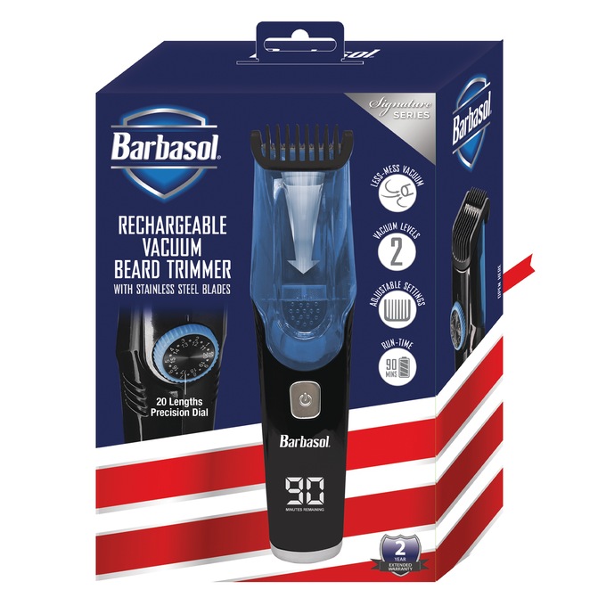 Barbasol Rechargeable Vacuum Beard Trimmer, Black, large