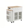 Powered Expandable Kitchen Island, White, large