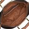 Croco-Fan Embossed Faux Leather Handbag &ndash; Fanned Design with Zip Closure, Inside Pockets & Removable Strap, Dark Brown, large