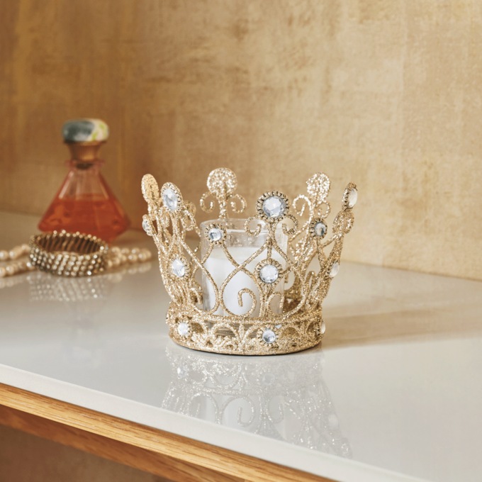 Glam Crown Candleholder, Gold, large