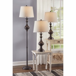 Set of 3 Madison Bronze-Finish Lamps, , large