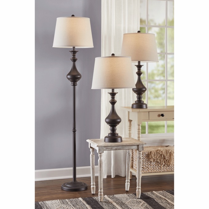 Set of 3 Madison Bronze-Finish Lamps, , large