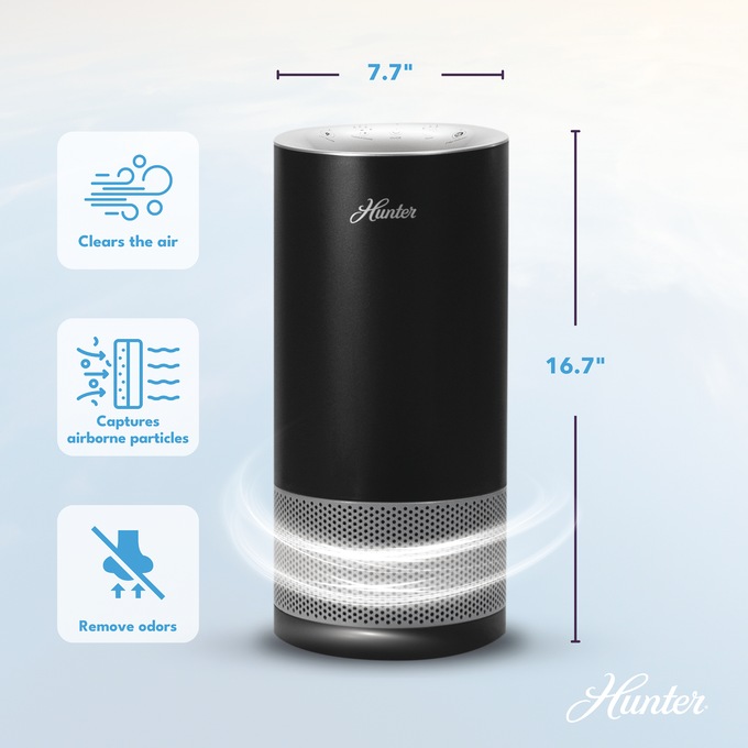 Hunter HP450 HEPA/UVC Tower Air Purifier, Black, large