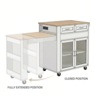 Powered Expandable Kitchen Island, White, large