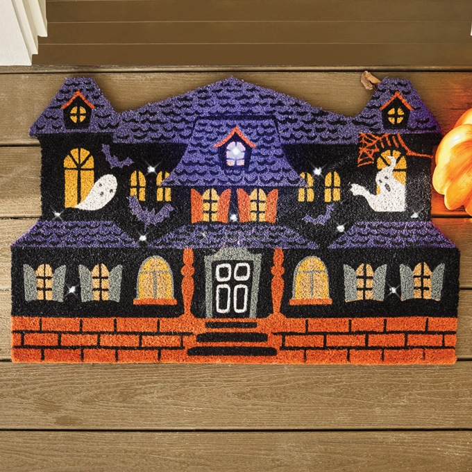 Lit Haunted House Coir Mat - 22" x 36", , large