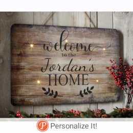 Lit Personalized Welcome Home Wall Plaque, , large