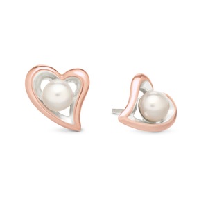 Two-Tone Freshwater Pearl/Heart Earrings, , large