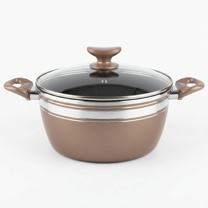 Chef Tested 8-Piece Ceramic Banded Cookware Set by Wards, Bronze, large