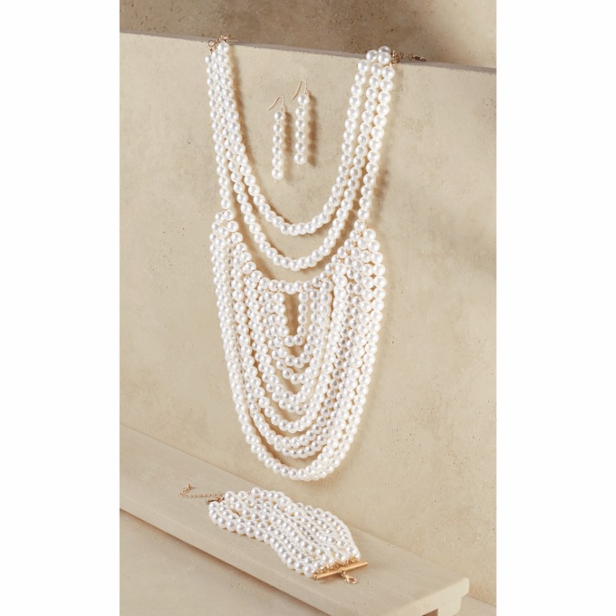 Multi-Strand/Bead Necklace and Earring Set & Bracelet  - Buy Both and Save, , large