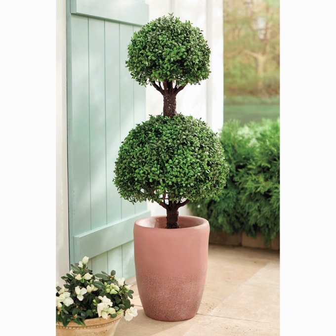 2-Tiered Outdoor Boxwood Topiary, Green, large