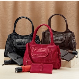 Leather Bag with Wallet and Umbrella, , large