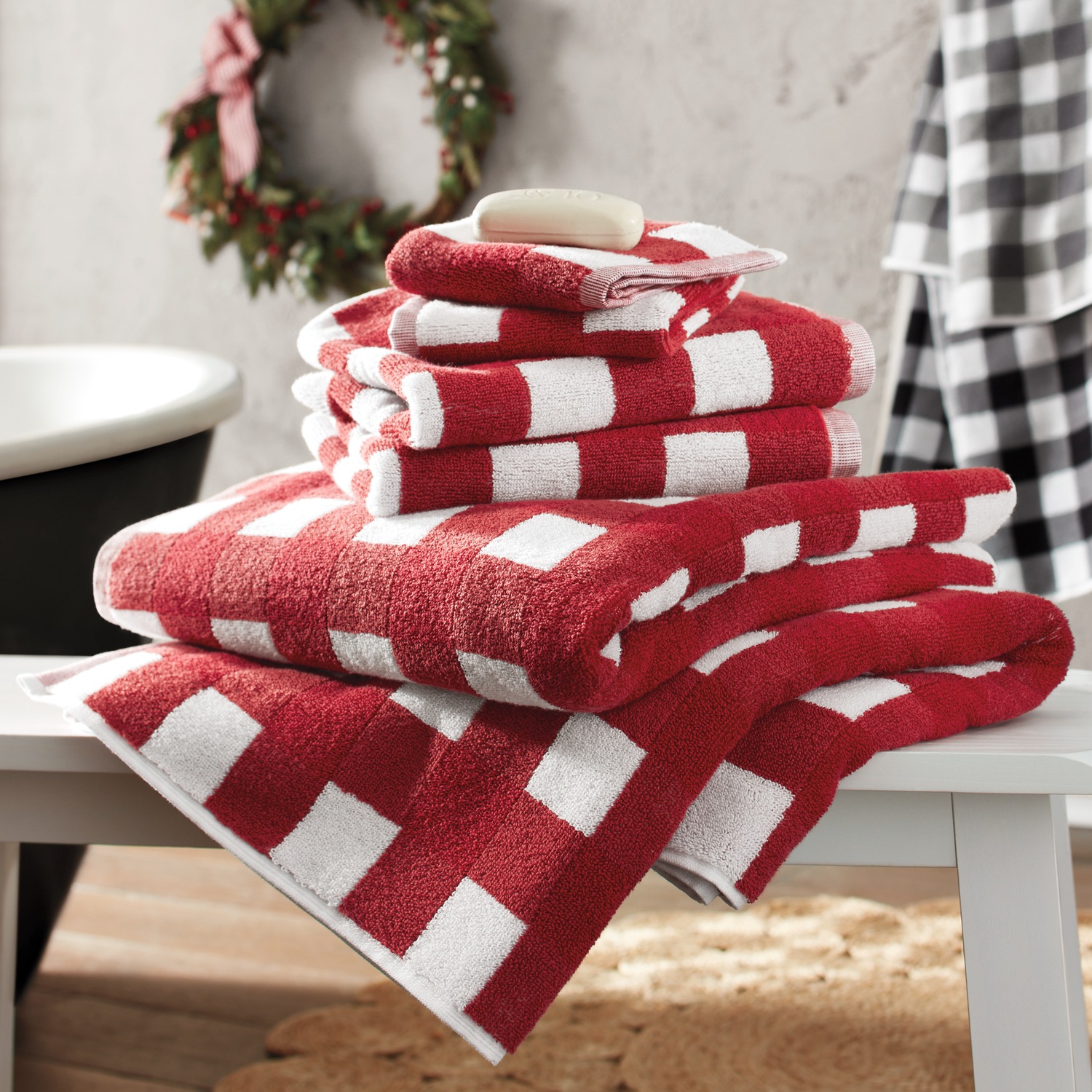 Buffalo Check 6Piece Towel Set Montgomery Ward