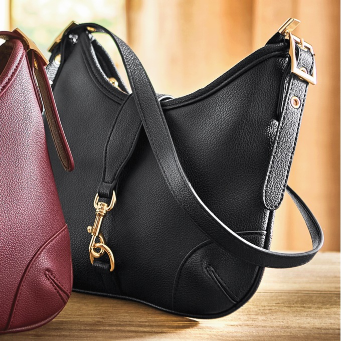 Horsebit Faux Leather Hobo, , large