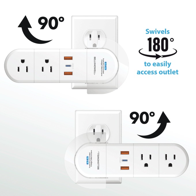 Bell+Howell 180° Swivel Power with Surge Protection, , large