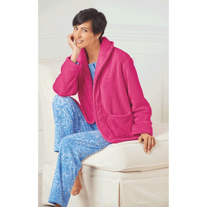 Fleece Bed Jacket & Wrap Robe, , large