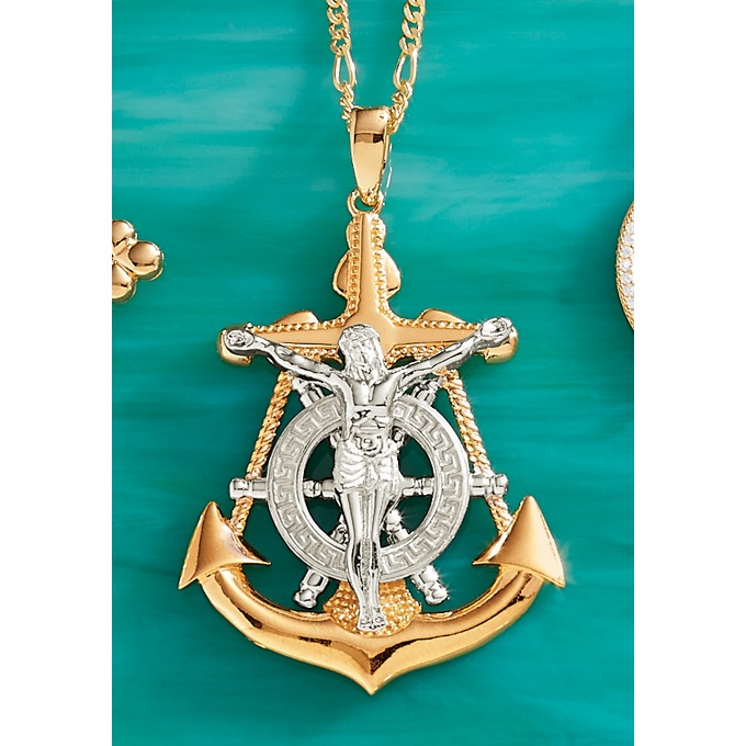 Crucifix store anchor pendant
