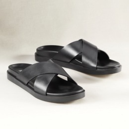 Stacy Adams Men's Montel Faux Leather Cross-Strap Slide with EVA Midsole, , large