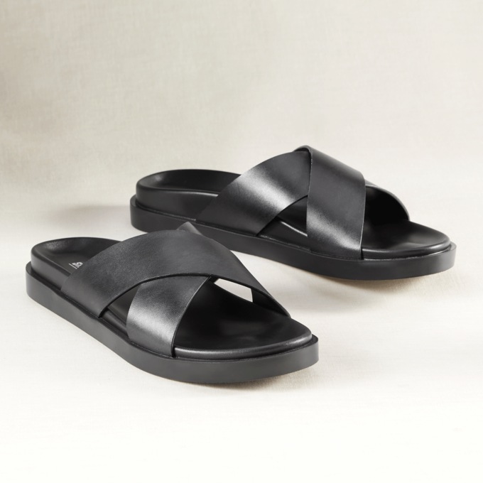 Stacy Adams Men's Montel Faux Leather Cross-Strap Slide with EVA Midsole, , large