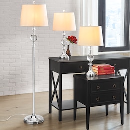 Set of 3 Silvertone Crystal Touch Lamps, , large
