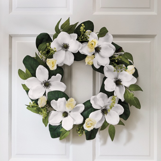 Magnolia Blooms Wreath, Multi, large