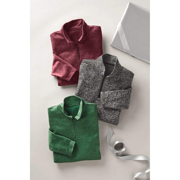 Melange Fleece 1/4-Zip Pullover, , large
