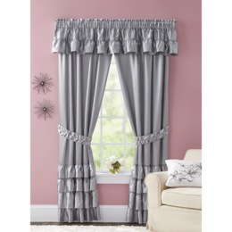 Bella Satin Ruffled 5-Piece Window Set, , large