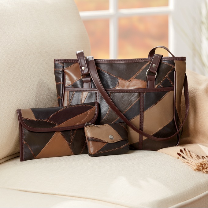 3-Piece Patched Tote Bag Set