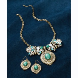 Opalesque Crystal/Oval Necklace &amp; Earring Set, , large