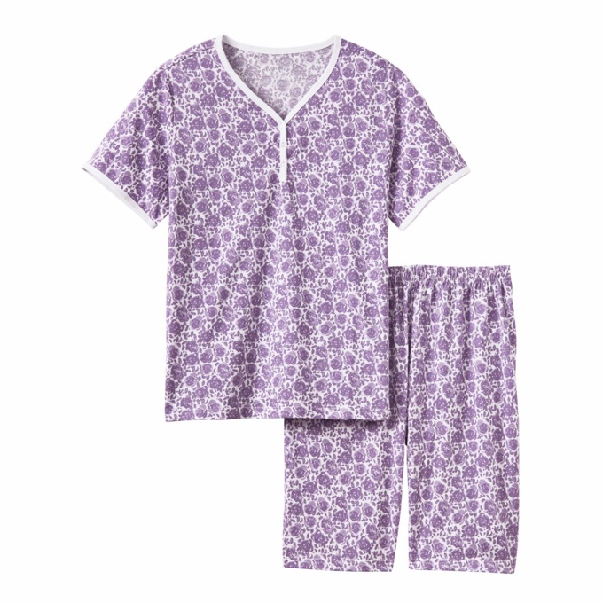 Print Shorty Pajama, Hyacinth Floral, large