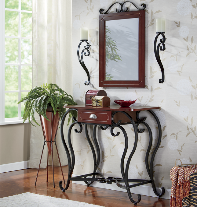 Entry Table With Mirror And Sconce Set Montgomery Ward Find entryway benches, hall trees, console tables and decor in classic styles and quality finishes. entry table with mirror and sconce set
