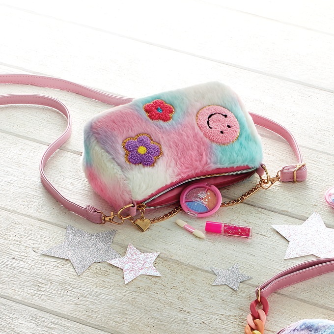 Kids’ Fuzzy Crossbody Purse with Makeup, , large