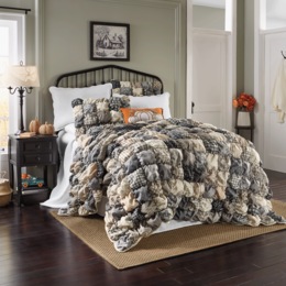 Farmhouse Puff Oversized Quilt in Neutral Shades and Coordinating Sham, , large