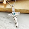 Personalized Birthstone Cross Necklace, , large