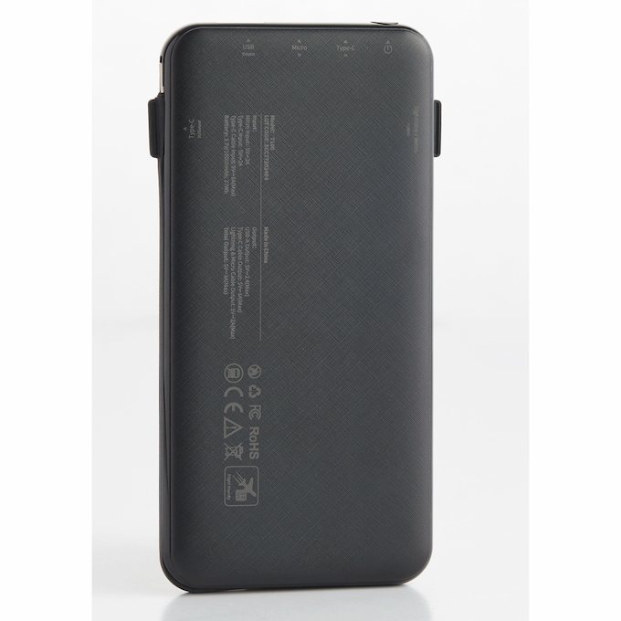 10,000mAh Portable Power Bank with Built-In USB-C, Micro USB and Lightning Cables, , large