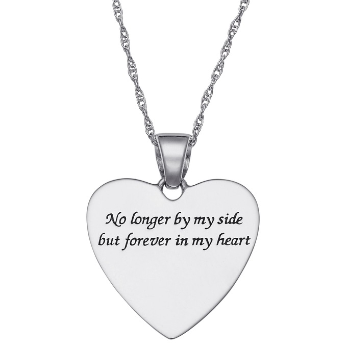 Sterling Silver Memorial Heart Pendant, , large