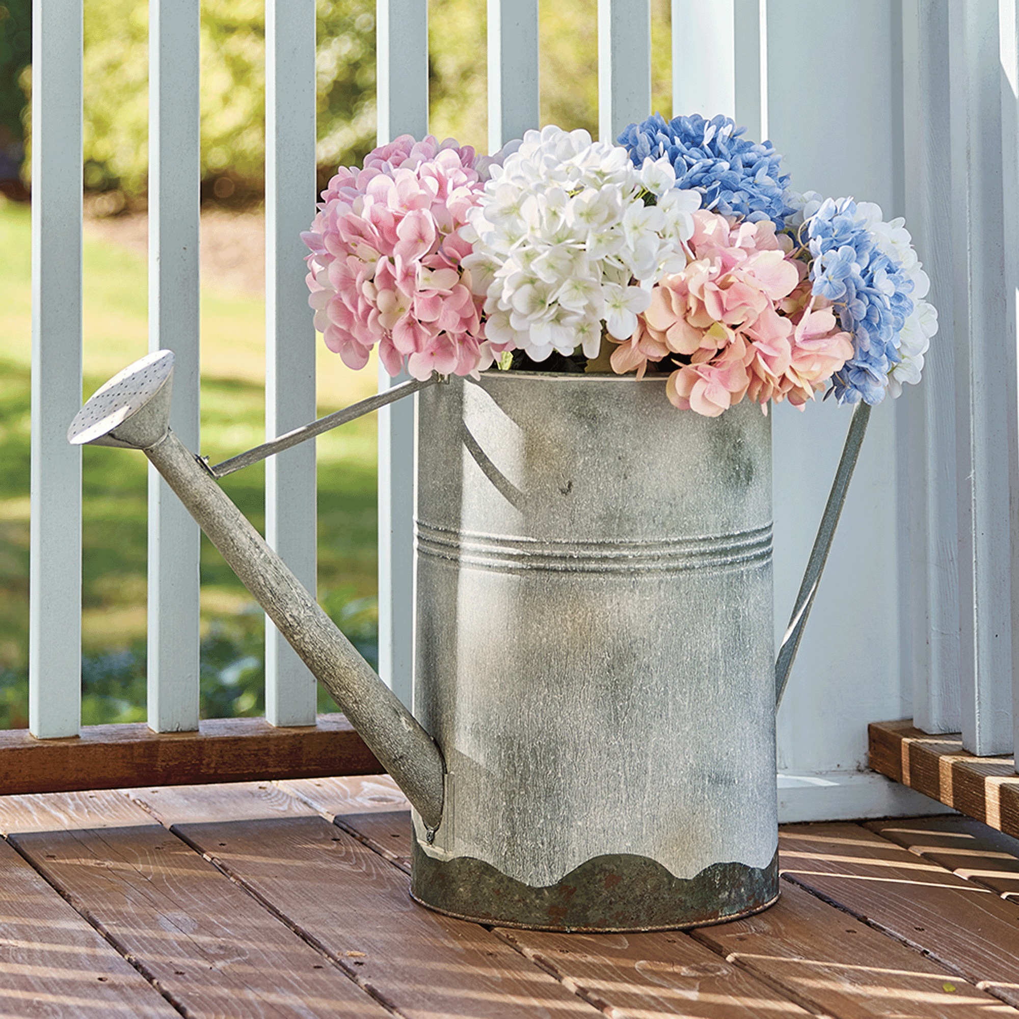 Outdoor Hydrangeas in Watering Can, , large