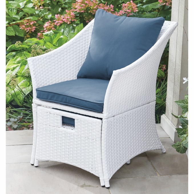 Chair with Ottoman, White, large