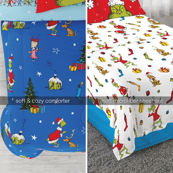 Reversible 7-Piece Grinch Comforter Set, , large
